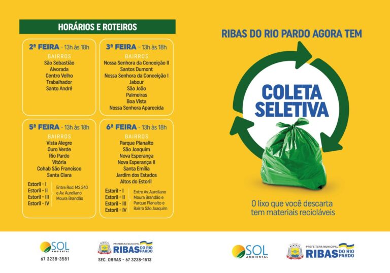 Coleta seletiva chega para moradores de Ribas do Rio Pardo